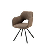 Scaun dining rotativ, taupe, tapiserie textil si cadru metalic, 60x84x61 cm, Aeris